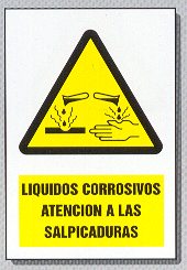 2 Liquidos Corrosivos Atencion a las Salpicaduras  IMAGENES FOTOS DIBUJOS