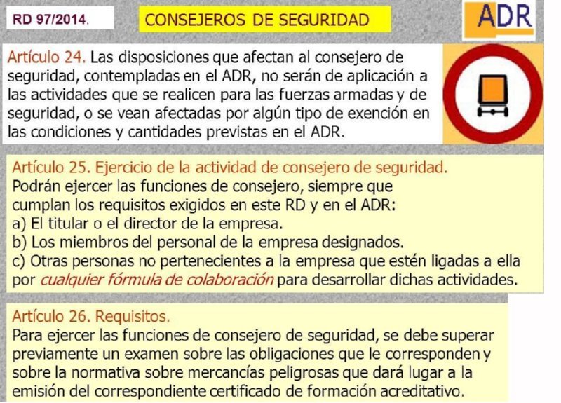 MERCANCIAS PELIGROSAS 34 Anexo II Consejero Seguridad requisitos RD97-2014