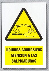 2 Liquidos Corrosivos Atencion a las Salpicaduras  IMAGENES FOTOS DIBUJOS