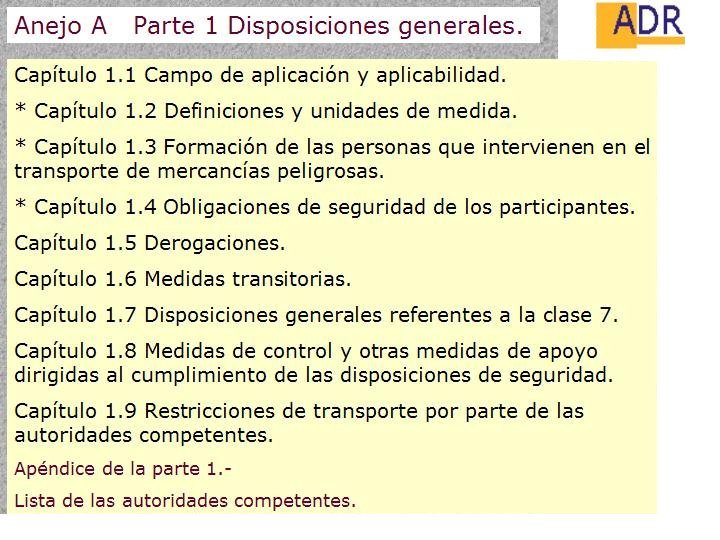 MERCANCIAS PELIGROSAS 04 ANEJO A PARTE 1 ADR