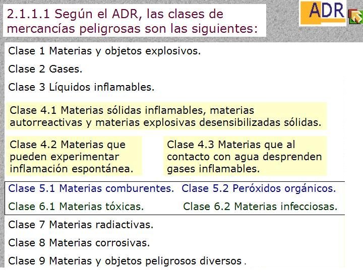 14 CLASES MERCANCIAS ADR ADR 