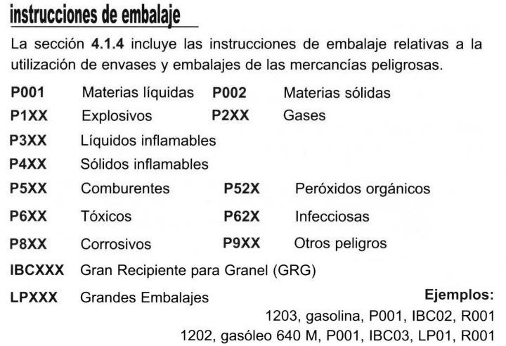 MERCANCIAS PELIGROSAS 31 INSTRUCCIONES EMBALAJE