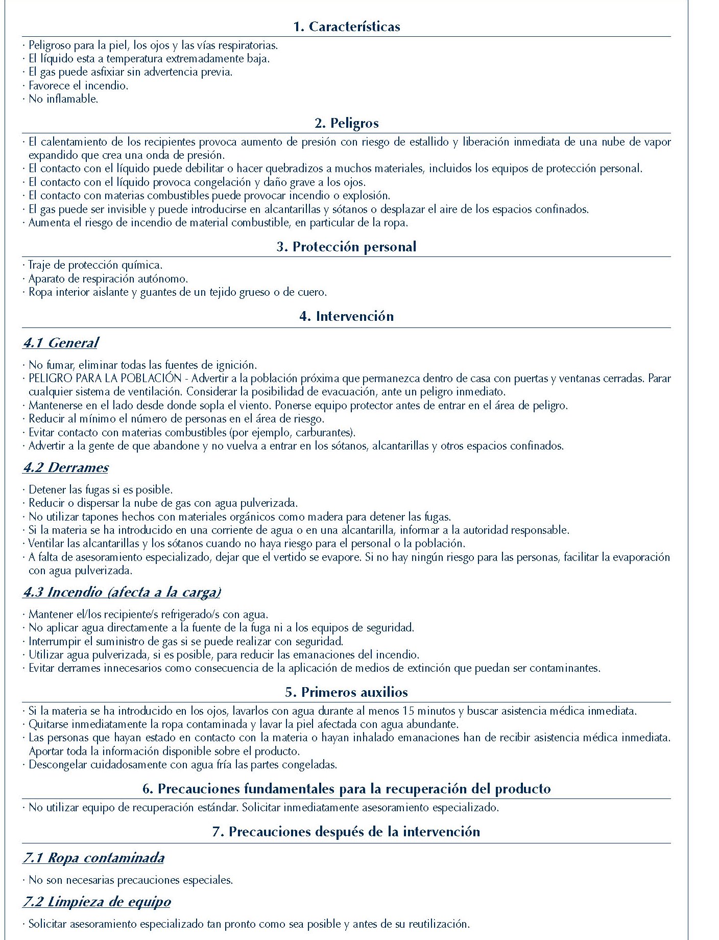 MERCANCIAS PELIGROSAS 108 FICHA 2-08 GAS LICUADO REFRIGERADO COMBURENTE FICHAS EMERGENCIA 2004