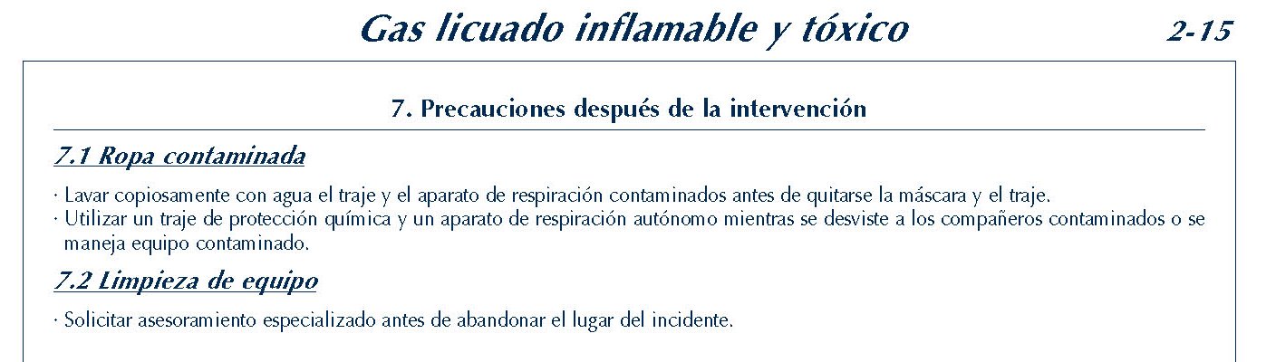 MERCANCIAS PELIGROSAS 119 FICHA 2-15 GAS LICUADO INFLAMABLE TOXICO FICHAS EMERGENCIA 2004