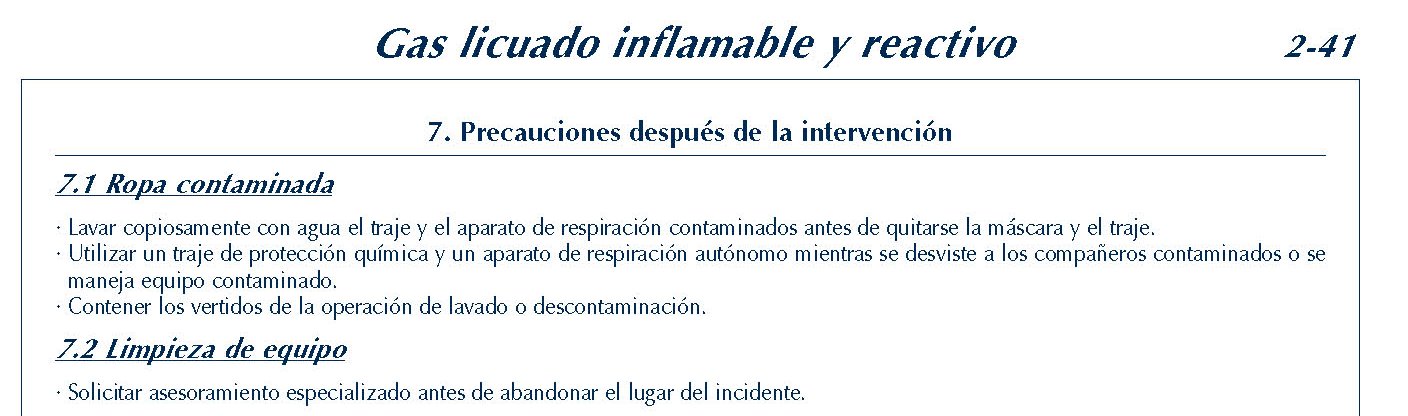 MERCANCIAS PELIGROSAS 144 FICHA 2-41 GAS LICUADO INFLAMABLE REACTIVO FICHAS EMERGENCIA 2004
