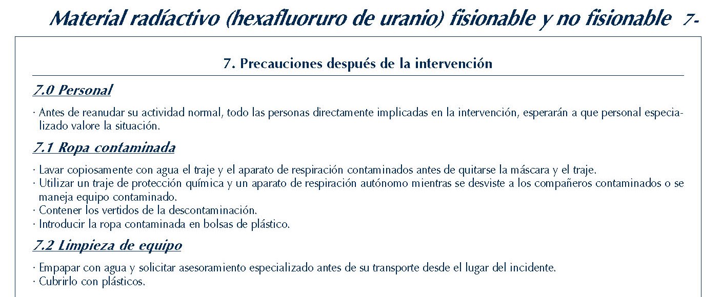 MERCANCIAS PELIGROSAS 298 FICHA 7-03 MATERIAL RADIACTIVO FISIONABLE FICHAS EMERGENCIA 2004