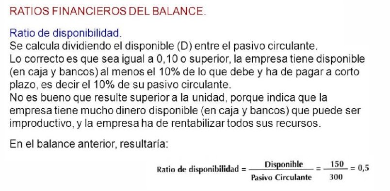 42 RATIO DE DISPONIBILIDAD